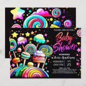 Candyland Niedliche Babydusche Einladung (Vorne/Hinten)