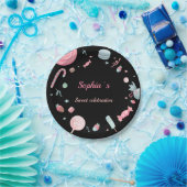 Candyland Party Dekor schwarz und rosa Pappteller (Party)