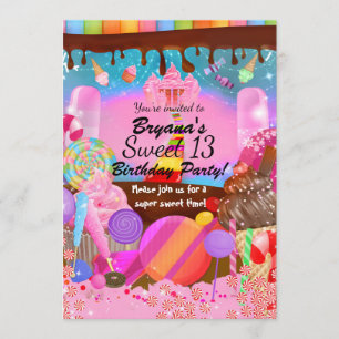 Candyland Party Fantasy Candy Cupcakes Flyer Einladung