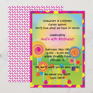 Candyland : Pink Sugary Sweet Lollipops Candy Einladung