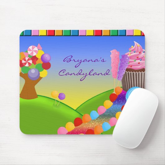 Candyland Süßigkeiten Candy Cupcake Trail Mouse Pa Mousepad (Mit Mouse)