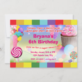 Candyland Süßigkeiten Cupcake Geburtstagsparty Ein Einladung
