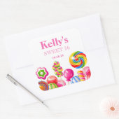 Candyland Süßigkeiten Thema Sweet 16 Gefallen Labe Quadratischer Aufkleber (Umschlag)