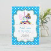 Candyland Süßigkeits-erste Einladung (Stehend Vorderseite)