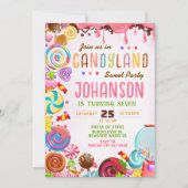 Candyland Sweet Birthday Party Einladung (Vorderseite)