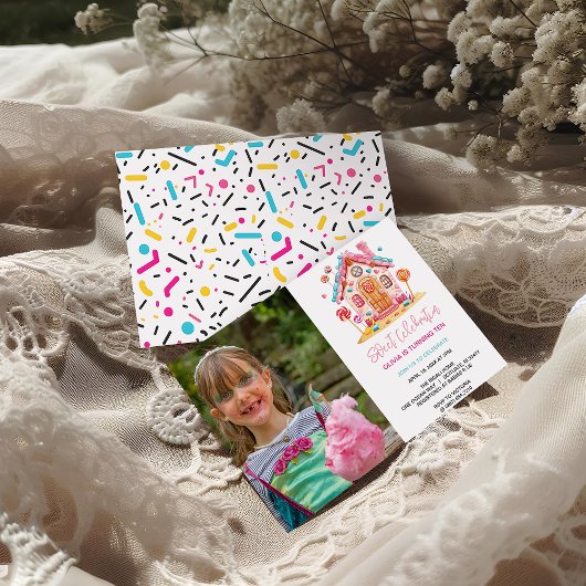 Candyland Sweet Celebration Kindergeburtstag Foto Einladung