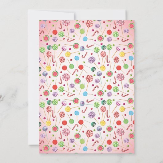 Candyland Sweet Celebration Kindergeburtstag Party Einladung (Rückseite)