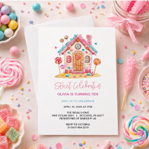 Candyland Sweet Celebration Kindergeburtstag Party Einladung