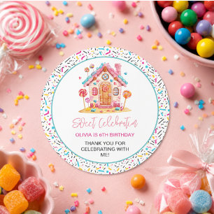 Candyland Sweet Celebration Kindergeburtstag Party Runder Aufkleber