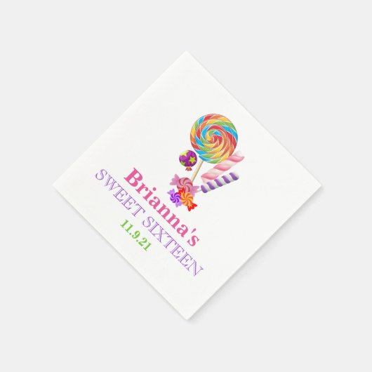 Candyland Thema Sweet 16 Personalisiert Napkin Serviette (Ecke)