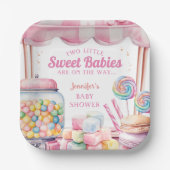 Candyland Twins Baby Dusche Pink Girl Pappteller (Vorderseite)