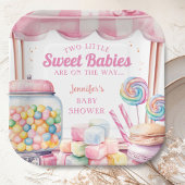 Candyland Twins Baby Dusche Pink Girl Pappteller