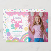 Candyland und Eiscreme, 6. Geburtstag Einladung (Vorne/Hinten)