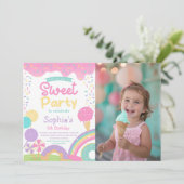 Candyland und Eiscreme vollständig anpassbar Einladung (Stehend Vorderseite)