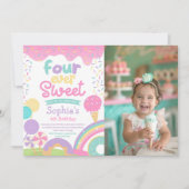 Candyland und Ice Cream Vier-mal Sweet Birthday Einladung (Vorderseite)