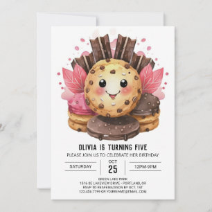 Candyland Watercolor Chic Cookies Geburtstag Einladung