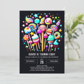 Candyland Whimsical Birthday Einladung (Stehend Vorderseite)