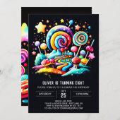 Candyland Whimsy Birthday Einladung (Vorne/Hinten)