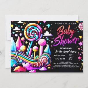 Candyland Whimsy Editable Baby Dusche Einladung