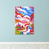 Candyland Wonderland Blue Sky White Clouds Leinwanddruck (Insitu (Holzboden))