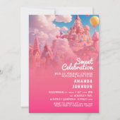 Candyland World Babydusche Einladung (Vorderseite)