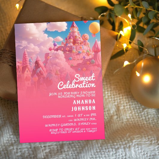 Candyland World Babydusche Einladung