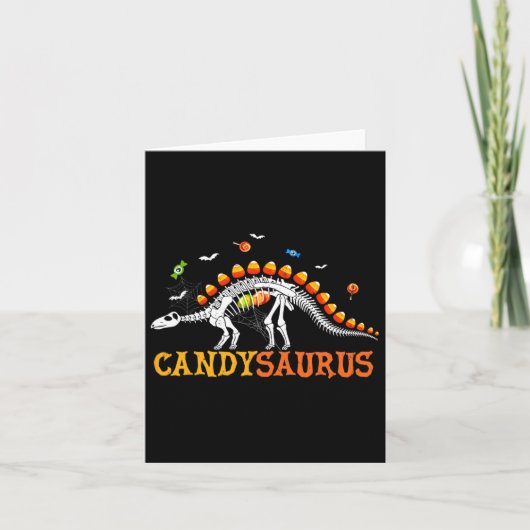 Candysaurus Candy Corn Dinosaur Skeleton Happy Hal Karte (Vorderseite)