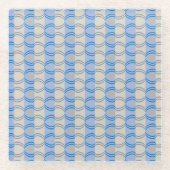 Candystripe Blau auf lagertan Glasuntersetzer (Vorderseite)
