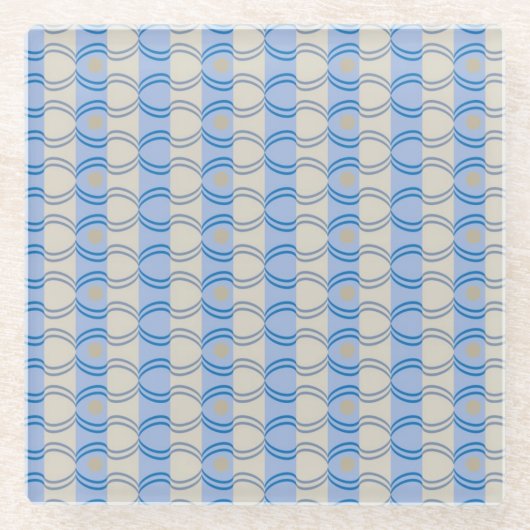 Candystripe Blau auf lagertan Glasuntersetzer (Vorderseite)