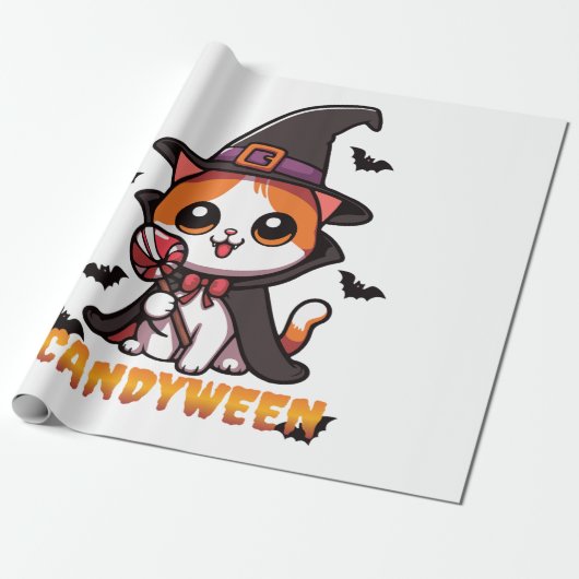 candyween - cat Hexenhalloween Geschenkpapier (Ungerollt)