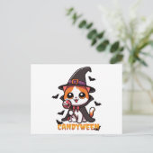 candyween - cat Hexenhalloween Postkarte (Stehend Vorderseite)