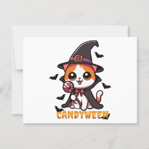 candyween - Katzenhexe Halloween Postkarte