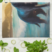 Cane Corso Beach Surfgrafik Geschirrtuch (Gefaltet)