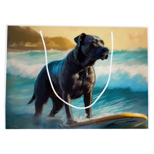 Cane Corso Beach Surfgrafik Große Geschenktüte (Rückseite)