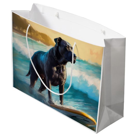 Cane Corso Beach Surfgrafik Große Geschenktüte (Rückseite Schrägansicht)