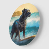 Cane Corso Beach Surfgrafik Große Wanduhr (Winkel)