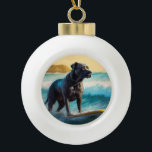 Cane Corso Beach Surfgrafik Keramik Kugel-Ornament<br><div class="desc">Tauchen Sie ein in die spielerische Welt des Kaninchen-Abenteuers mit diesem faszinierenden Bild. Ein gepflegter Hund geht zu den Wellen und reitet geschickt auf einem sonnengeküssten Strand. Das lebendige Kunstwerk vereint wunderbar das Wesentliche der Erregung am Strand, während der Hund furchtlos auf den Wellen reitet und den Geist von Spaß...</div>
