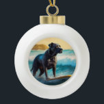 Cane Corso Beach Surfgrafik Keramik Kugel-Ornament<br><div class="desc">Tauchen Sie ein in die spielerische Welt des Kaninchen-Abenteuers mit diesem faszinierenden Bild. Ein gepflegter Hund geht zu den Wellen und reitet geschickt auf einem sonnengeküssten Strand. Das lebendige Kunstwerk vereint wunderbar das Wesentliche der Erregung am Strand, während der Hund furchtlos auf den Wellen reitet und den Geist von Spaß...</div>