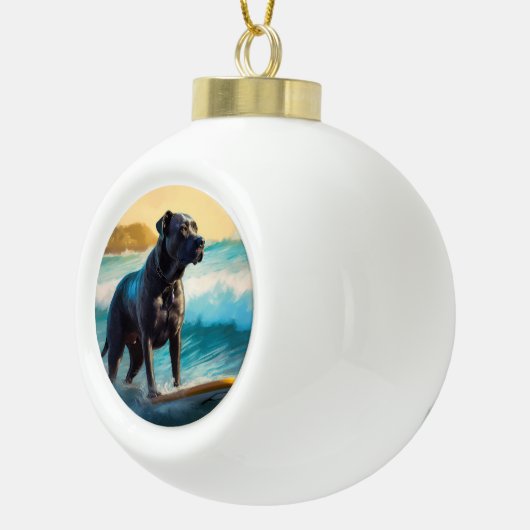 Cane Corso Beach Surfgrafik Keramik Kugel-Ornament (Rechts)