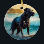 Cane Corso Beach Surfgrafik Keramik Ornament<br><div class="desc">Tauchen Sie ein in die spielerische Welt des Kaninchen-Abenteuers mit diesem faszinierenden Bild. Ein gepflegter Hund geht zu den Wellen und reitet geschickt auf einem sonnengeküssten Strand. Das lebendige Kunstwerk vereint wunderbar das Wesentliche der Erregung am Strand, während der Hund furchtlos auf den Wellen reitet und den Geist von Spaß...</div>