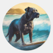 Cane Corso Beach Surfgrafik Runder Aufkleber (Vorderseite)