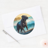 Cane Corso Beach Surfgrafik Runder Aufkleber (Umschlag)