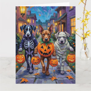Cane Corso beim Süßigkeiten-Sammeln in Halloween-K Karte