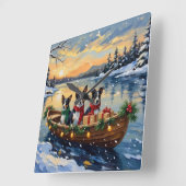 Cane Corso Christmas Boat Holiday Quadratische Wanduhr (Winkel)