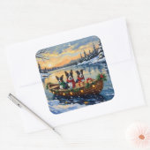 Cane Corso Christmas Boat Holiday Quadratischer Aufkleber (Umschlag)