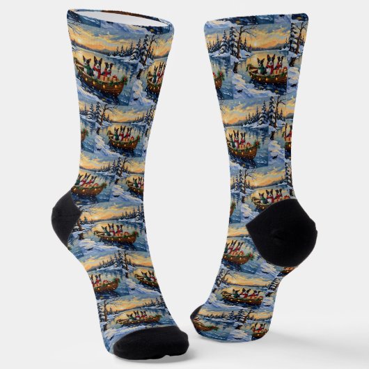 Cane Corso Christmas Boat Holiday Socken (Gewinkelt)