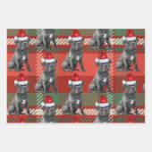 Cane Corso Christmas Dog Red Green Kariert Geschenkpapier Set (Vorderseite 2)