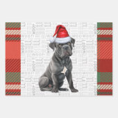 Cane Corso Christmas Dog Red Green Kariert Geschenkpapier Set (Vorderseite)