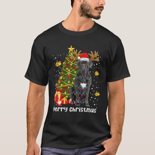 Cane Corso Christmas Lights Tree Santa Xmas Pajama T-Shirt (Vorderseite)