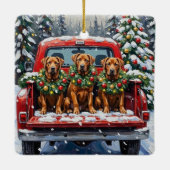 Cane Corso Christmas Red Truck Holiday Keramikornament (Rückseite)
